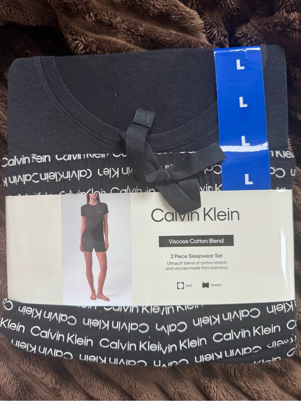 Calvin Klein Black Short Sleeve Tee with White Logo Banding